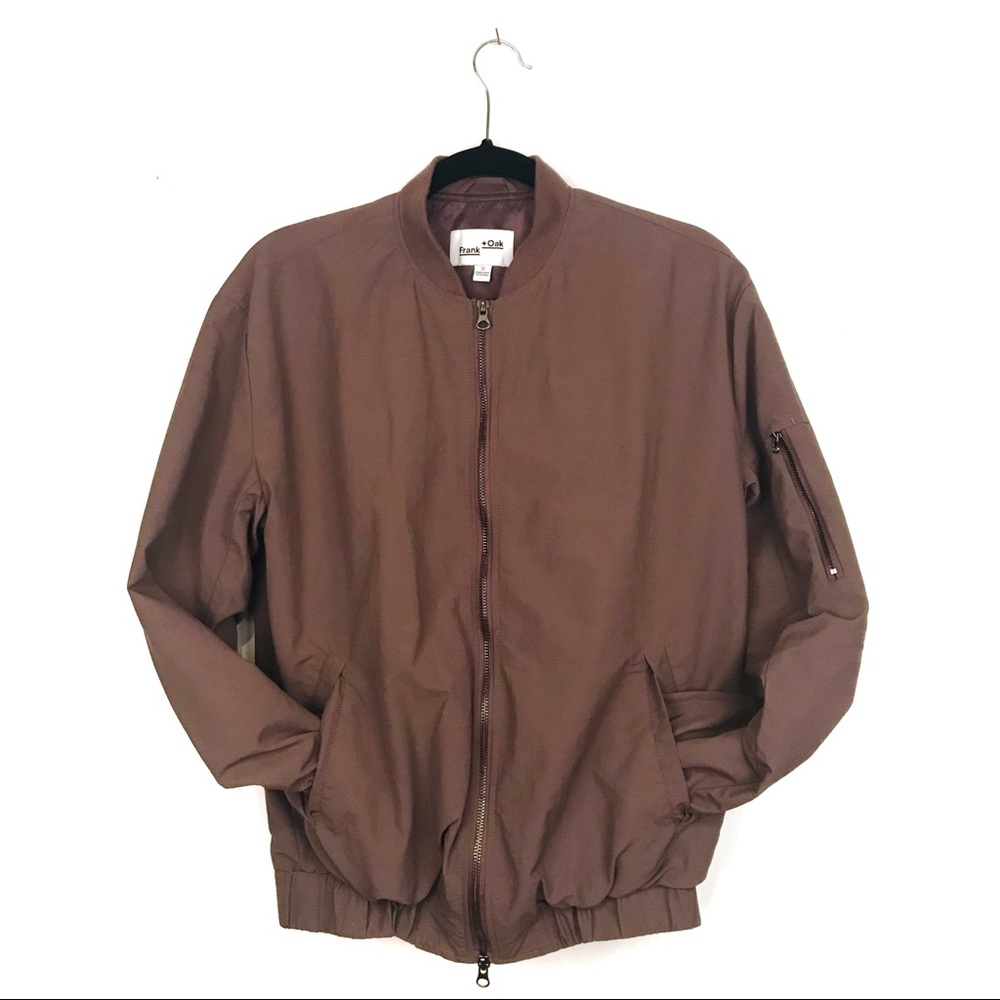 Frank & Oak dark mauve bomber jacket size XS